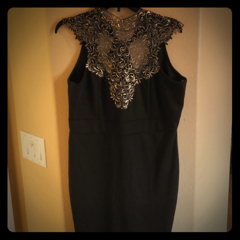 NWT Sleeveless Little Black Dress with Gold